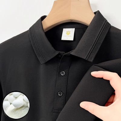 7A Ijszijde Kortemouw Naadloos Poloshirt voor Heren Zomer Effen Kleur Moerbeizijde Bamboevezel T-shirt M black