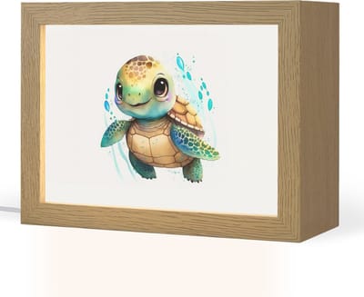 Nachtlampje 20x15 cm - Kinder lampje - Schildpad - Waterverf - Kleuren - Dieren - Meisjes - Jongens - Tafellamp kinderkamer - Slaapkamer lamp - Bedlamp kinderen - Kinderlampje stopcontact - Wandlamp babykamer - Nachtlampjes