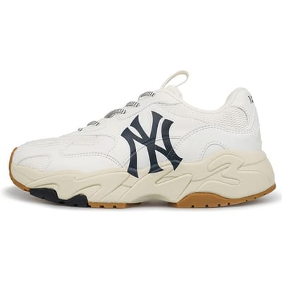 MLB Big Ball Chunky Mesh Leer Ronde Neus Vetersluiting Schokabsorberend Antislip Slijtvast Verhoogde Hoogte Lage Top Dad Schoenen 32SHC3111-50W 45 beige