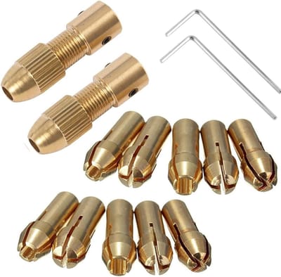 Kleine elektrische boor met tang, micro twist boor en chuck set, inclusief motoras en inbussleutel, 2mm koperkap (2mm x 2 sets) voor precisiewerk en hobbyprojecten