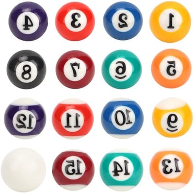 Mini Poolballen Set van 16 Stuks - 2.5 cm Houten Speelgoed voor Speelkamers en Bars, Perfect voor Sportliefhebbers