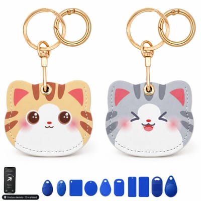 2-Delig AirTag Sleutelhanger - Apple Air Tag 2 Keychain & Houder - Ronde Karabijnhaak Sleutelhouder - Sleuteletui - Auto Sleutel Hanger - Case Geschikt voor Android, Samsung Tracker - Kat, Hond, Kind, Koffer, Fiets GPS Smarttag 2 Hoesje