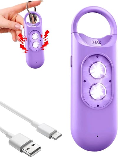 Persoonlijk Alarm - Noodsirene Zaklamp - Veiligheid Onderweg - 130 dB Geluid - 10.6 cm Lengte - Paars