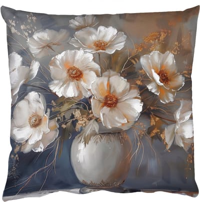 Sierkussens - Kussentjes Woonkamer - 50x50 cm - Bloemen - Wit - Vaas - Modern