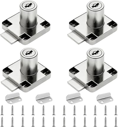 Set van 4 stevige kastsloten van 22 mm, schroefslot met sleutel voor meubels, laden en vitrines