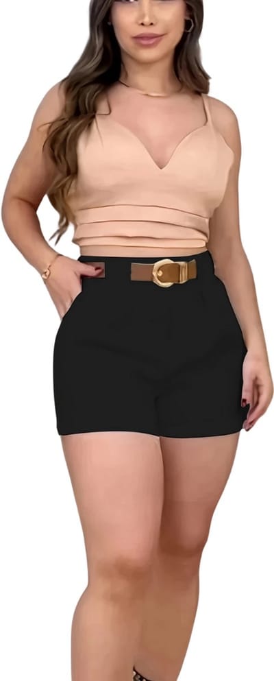 Livano Korte Broek Dames - Spijkerbroek - met Zakken - Volwassenen - Jongens - Shorts - Zwart - Maat S