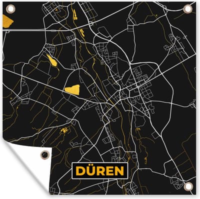 Tuin poster Düren - Plattegrond - Goud - Stadskaart - Duitsland - Kaart - 200x200 cm - Tuindoek