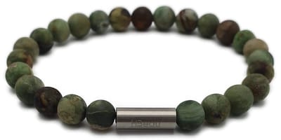 H-Beau – Handgemaakte - Armband - Edelstenen - Opaal - Kralen - Heren - Unisex - RVS Kraal - Natuursteen - lengte 20cm – 8mm – Groen – Mat – Heren – XL - Sterrenbeeld - Horoscoop - Kreeft - Schorpioen - Boogschutter – Vissen