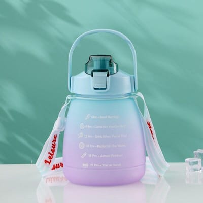 1 stuks 1.3L Mat Verloop Dubbele Kleur Waterfles Grote Buik Beker Draagbare Drinkbeker Buitensporten Fitness 1300ml white