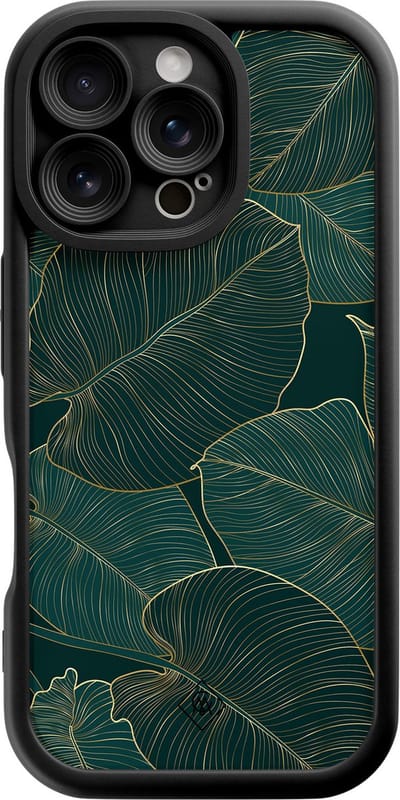 Casimoda® hoesje - Geschikt voor iPhone 16 Pro - Monstera Leaves - Effen telefoonhoesje met lensbescherming - Siliconen/TPU - Backcover - Groen