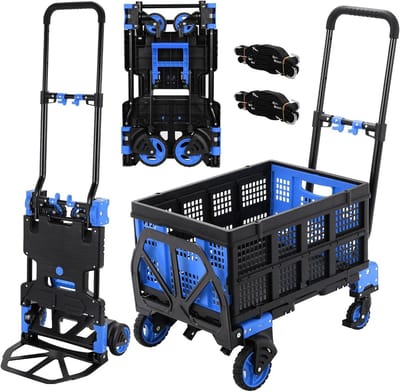 Zakkarre Platformwagen - Transportkar Inklapbaar - Zware Lasten Verplaatsen - 2-in-1 Functie Flexibel - Max 150 kg - Blauw