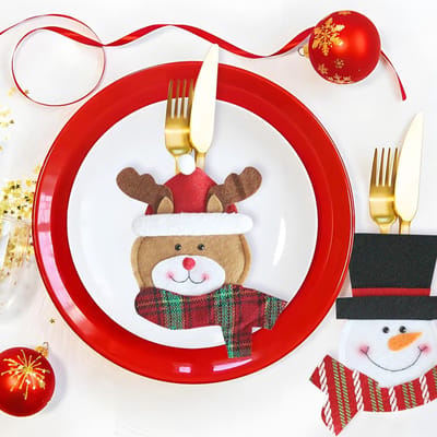 6 stuks Kerstmis bestekzakken vilt, Kerstmis bestekhouder tassen, bestekzak Kerstmis, kerstdecoratie bestek, bestekhouder tafeldecoratie, voor messen, vorken, lepels bestek