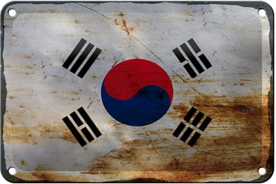 Blechschild Flagge Südkorea 18x12cm Flag South Korea Rost Dekoration
