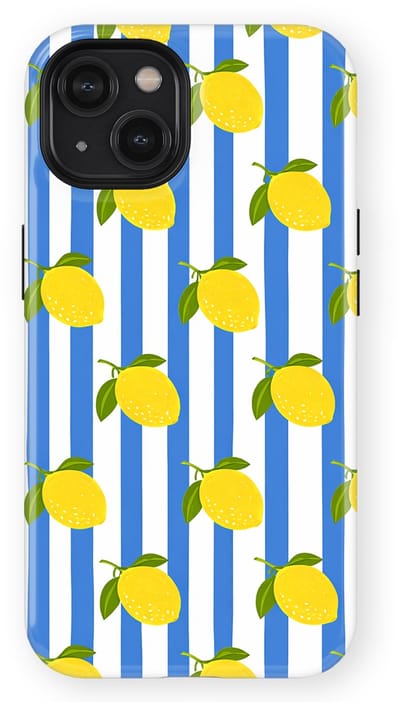 DripCase Hoesje geschikt voor iPhone 14 | Happy Stripes Motief | Magnetisch Opladen | 2-in-1 Ontwerp | Vrolijke Backcover geschikt voor iPhone 14 Limoncello Blue