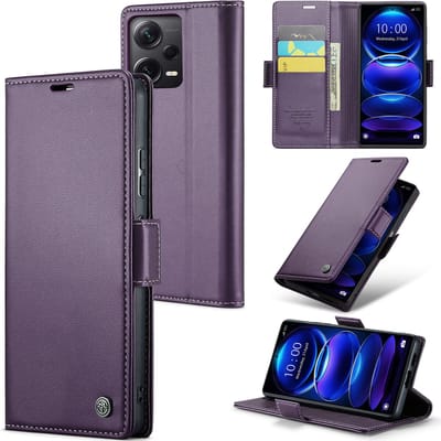 CaseMe Wallet Case met RFID Bescherming en Magneetsluiting voor Redmi Note 12 Pro+ 5G _ Paars