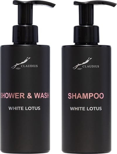 Douchepakket White Lotus - Shower & Wash + Shampoo - 300 ml per fles - bodycare - luxe fles - set van 2 stuks - Cadeau