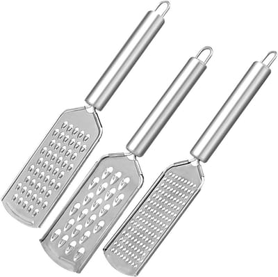 Set van 3 Raspers van RVS voor Kaas en Groenten met Handvat en Ophanggaatje, Ideaal voor Keuken en Koken