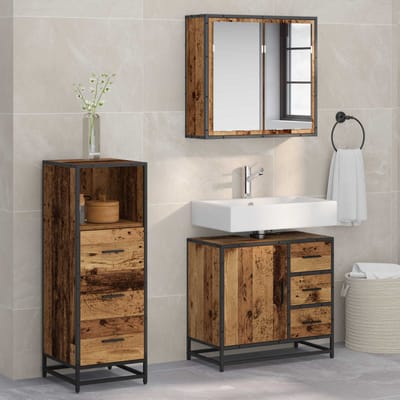 vidaXL - Badkamermeubel - Set - 3 - st - Oud - Hout - 35 - x - 37,5 - x - 100 - cm