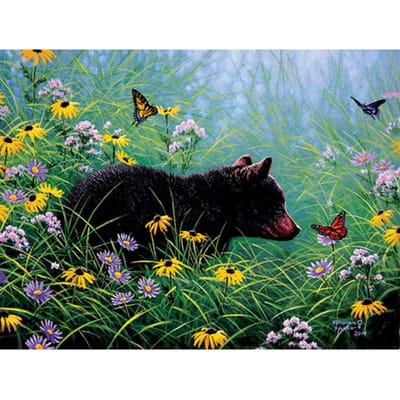 Diamantborduurwerk rond diamantschilderij Strassmozaïekdecoratie Zwarte Wolf in bloemborstel 20X30CM black