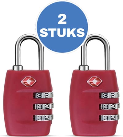 Kofferslot - 2 stuks - Hangslot - Cijferslot - 3 Cijfers - TSA Gecertificeerd - Donkerroze