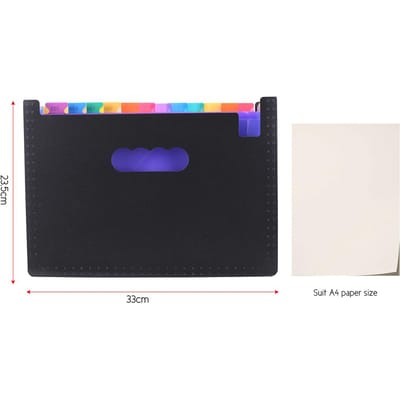 Organisateur de dossiers de fichiers à 12/24 pochettes, documents A4 en accordéon de couleur extensible 12 Pockets noir