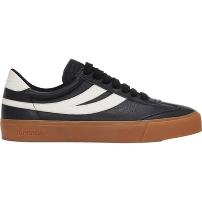 Superga Unisex 4834 Club S Swallow Contrast Detail Vegan Leather Trainers voor volwassenen (Zwart/Gum)