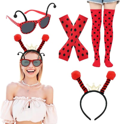 Complete set van 4 bijen kostuumaccessoires voor meisjes, inclusief bijenband, bril, lange mouwen en sokken voor carnaval en themafeesten