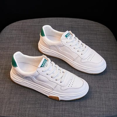 Nieuwe Dames Leren Witte Schoenen Dames Schoenen All-match Basic Platte Witte Schoenen Lente Student Board Schoenen 40 gray