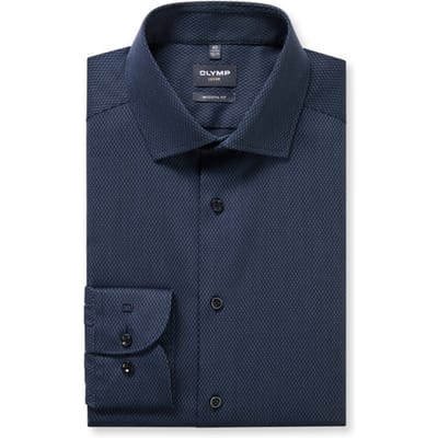 OLYMP Luxor Overhemd, Modern Fit, Global Kent, Marineblauw