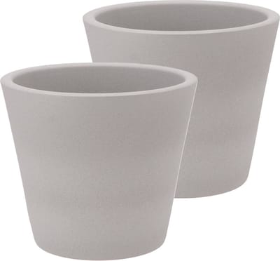 DK Design Bloempot/plantenpot - 2x - Vinci - lichtgrijs mat - voor kamerplant - D19 x H21 cm