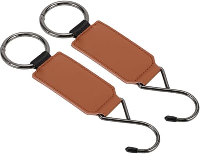 Universele Autostoel Hoofdsteun Haken voor Auto, SUV en Truck - Stevige Organizer Haken van Kunstleer en Metaal, Bruin 7.1"x1.9" voor Efficiënte Ruimtebesparing en Gemak