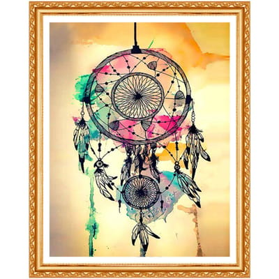 Volledige ronde 5D DIY Diamond schilderij  Indian Dreamcatchers  borduurwerk Cross Stitch schilderij Decor 20X30CM black