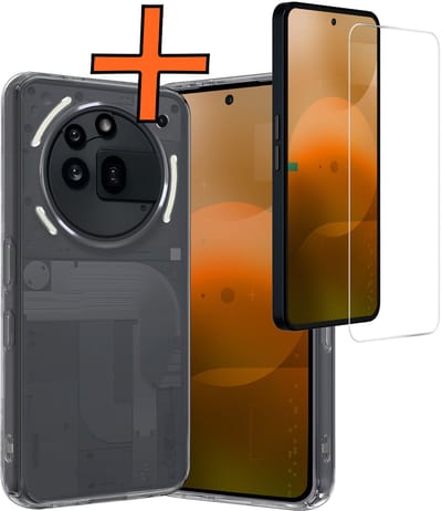 Hoes - Met Screenprotector - Geschikt voor Nothing Phone (3a) Pro - Sterk & Shockproof - Siliconen Case - Back Cover - Telefoon Hoes - Shock Proof - Transparant