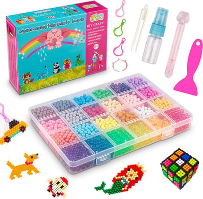 Fako Bijoux® - Water-Spraying Magic Water Sticky Spray Beads Box - Klevende Waterkralen - Waterparels - Kinderen - 18+6 Kleuren - 5mm - 3000 Stuks