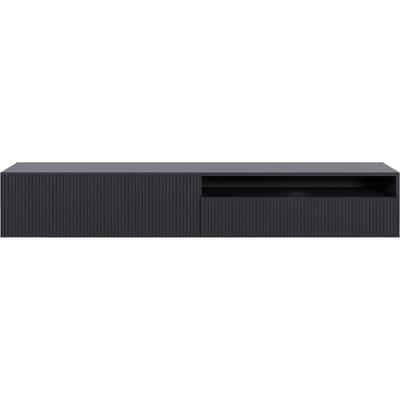 Selsey Veldio - RTV 175 cm met nis - Zwart met gefreesde fronten