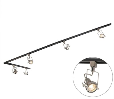 QAZQA suplux sl - Railsysteem Verlichting / Railverlichting - 5 lichts - L 2860 mm - Zwart