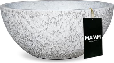 MA'AM Pottery Eden plantenschaal - D37cm - Wit - Industriele Decoratieschaal - Vorstbestendig - Afwateringsgat