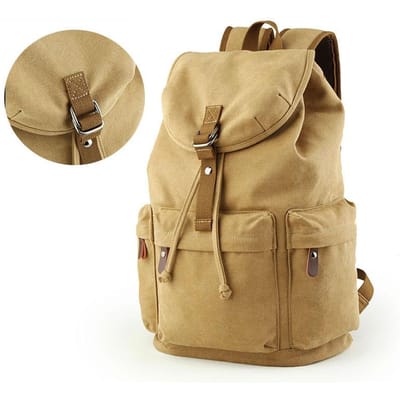 Rugzakken, Rugzakken, Heren Casual High School Student Schooltassen, Modieuze en Trendy Canvas Reistassen, Computertassen 15 inches beige