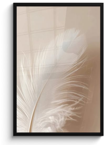 Poster in lijst - Fotolijst 60x90 cm - Posters - Veer - Minimalistisch - Roze - Posterlijst zwart - Decoratie - Wanddecoratie woonkamer - Muurdecoratie slaapkamer