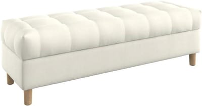 Opbergbankje Gestoffeerd - Voetenbank Deckenkist - Extra Zitting - Vlekbestendige Stof - 140 cm Breed - Gebroken Wit