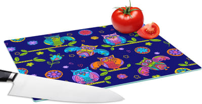 Glazen Snijplank - 28x20 - Patroon - Uil - Takken - Snijplanken Glas