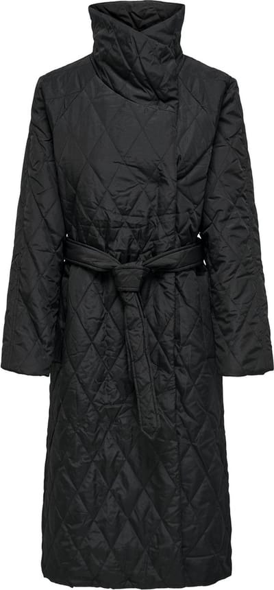 Jacqueline de Yong Jas Jdytriton Long Quilt Belt Jacket Ot 15300116 Black Dames Maat - L