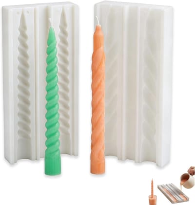 Siliconen kaarsvormen 3D spiraalvorm, 2 stuks, eenvoudig los te maken, ideaal voor DIY kaarsen, decoratie en diner