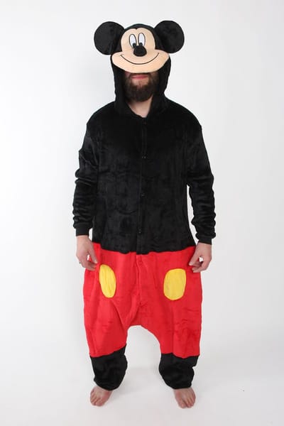 KIMU® Onesie Mouse Pak Kostuum Muis - Maat XS-S of 152-158 - Muizenpak Jumpsuit Huispak Mickey Festival