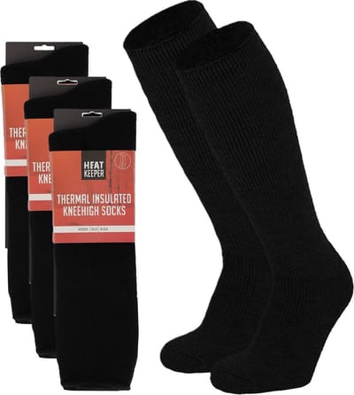 3 Paar thermo hoge sokken voor dames zwart 36/41 - Wintersport kleding – Thermokleding - Winter knie kousen - Thermo sokken