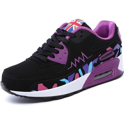 Nouvelles Baskets Filles Femmes Chaussures Plates Coussin Chaussures de Sport Printemps Mocassins Confortables pour Femmes Chaussures Décontractées à Lacets Plates Légères 40 violet