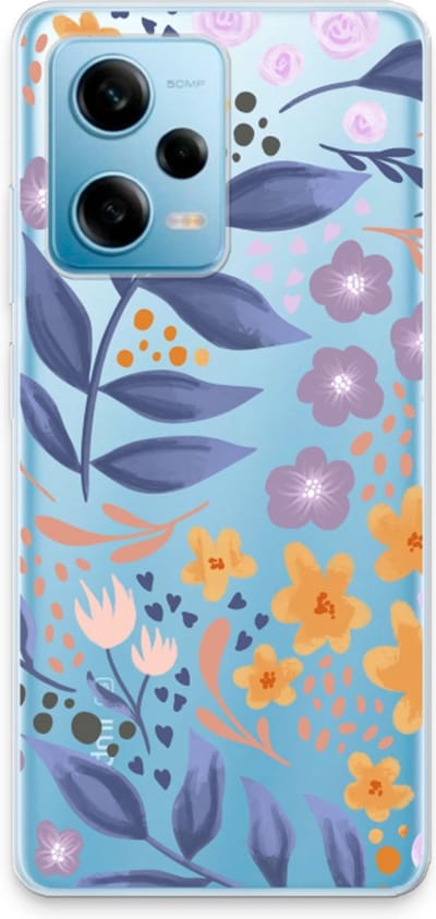 Case Company® - Hoesje geschikt voor Xiaomi Redmi Note 12 Pro 5G hoesje - Flowers with blue leaves - Soft Cover Telefoonhoesje - Bescherming aan alle Kanten en Schermrand
