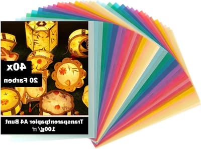 Transparant A4 Papier 100g/m² - 40 Vellen in 20 Kleuren voor Tekenen, Knutselen en Scrapbooking