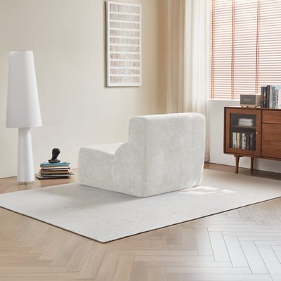 HAUSS SPOLE Fauteuil - Wolkzachte Velvet Loungestoel - Ergonomisch En Zonder Montage - Voor Woonkamer, Kantoor En Kleine Ruimtes - Wit