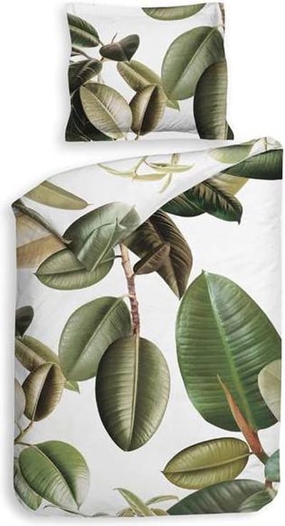 Heckett & Lane Bladel - Dekbedovertrek - Eenpersoons - 140x200/220 cm - Groen